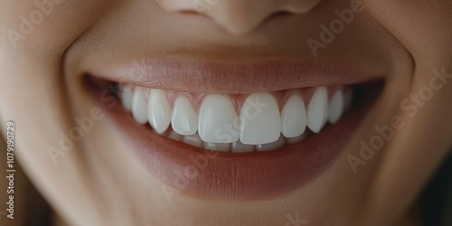 Bright smile with perfect white teeth captured in close-up light