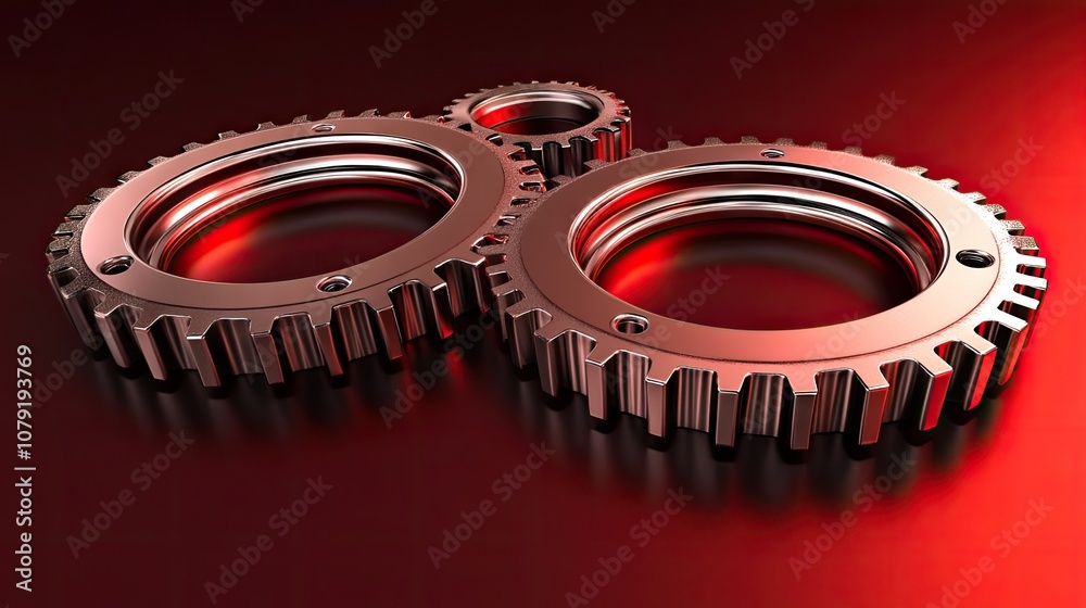 Metallic Gears on a Gradient Background with Reflective Surface Highlighting Mechanical Design and Industrial Aesthetics for Technology and Engineering Themes Metallic Gears on a Gradient Background with Reflective Surface Highlighting Mechanical Design and Industrial Aesthetics for Technology and Engineering Themes