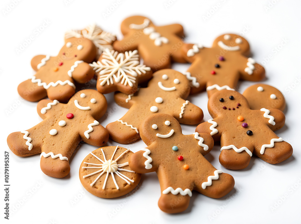 Collection of gingerbread cookies isolated on white background
