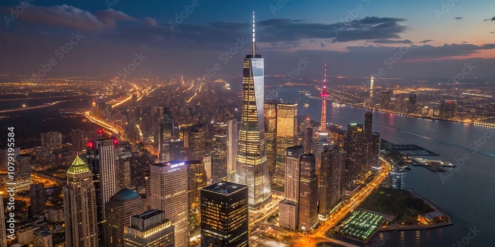 Fototapeta premium city skyline at sunset