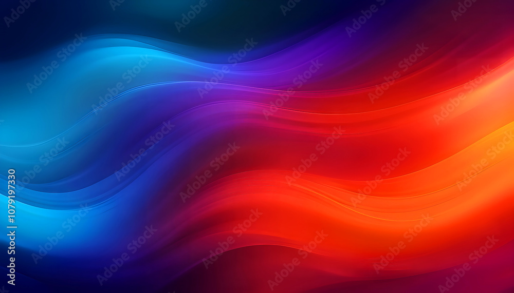 Obraz premium Abstract digital art with vibrant waves of blue, purple, orange, and red.