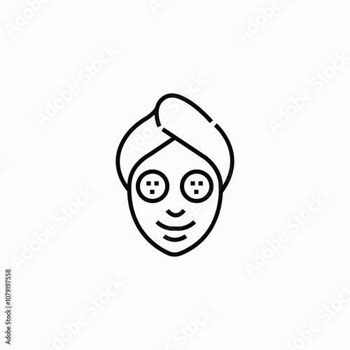 female spa cucumbers on eyes icon sign vector