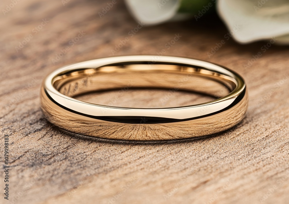 A elegant gold wedding band rests on a textured surface, symbolizing love and commitment. A elegant gold wedding band rests on a textured surface, symbolizing love and commitment.