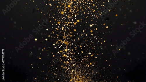 Wallpaper Mural Gold confetti is exploding upward against a dark background.

 Torontodigital.ca