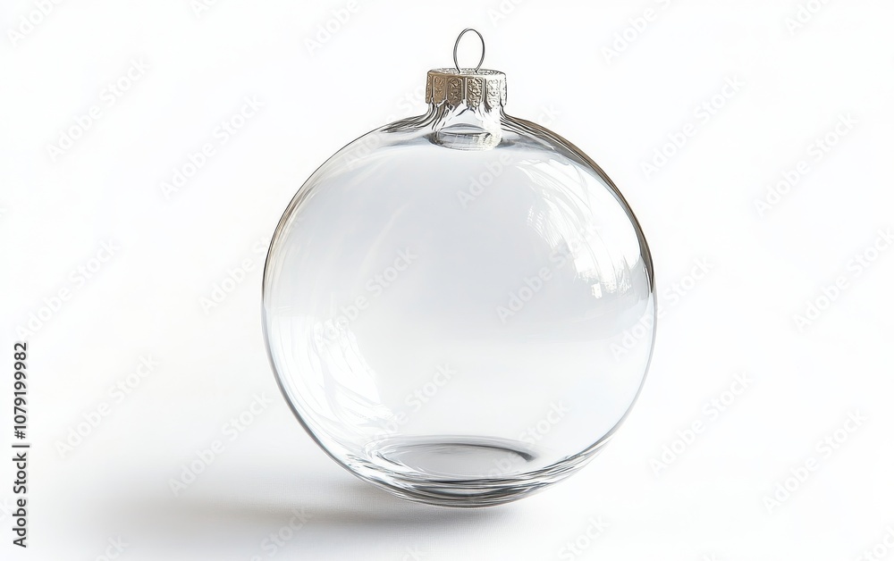 A clear glass Christmas ornament isolated on a white background, in a simple style, PNG format A clear glass Christmas ornament isolated on a white background, in a simple style, PNG format