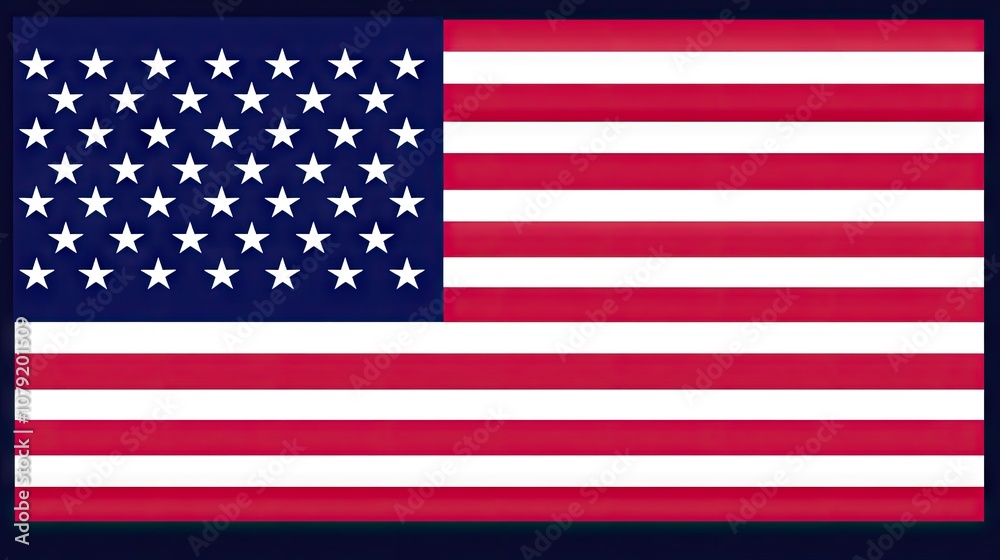 Naklejka premium American Flag with Red, White, and Blue Design Featuring Stars and Stripes Symbolizing Patriotism and National Identity in a Bold Rectangular Shape