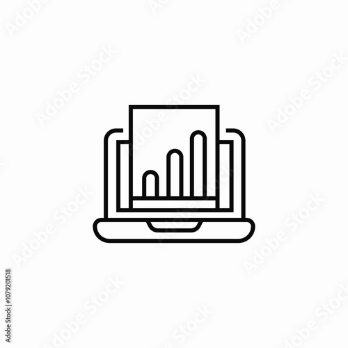 laptop finance report icon sign vector