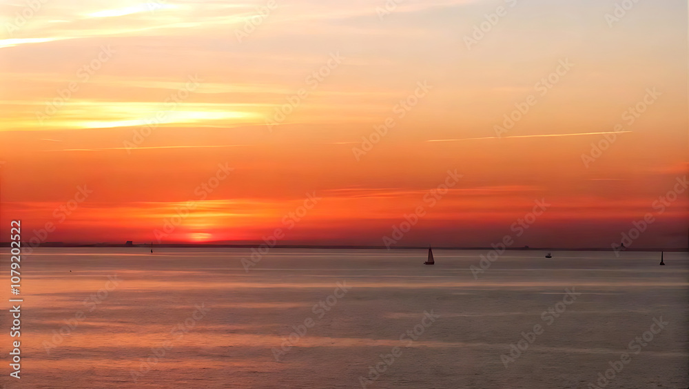 Scenic view of sea against sky during sunset Scenic view of sea against sky during sunset