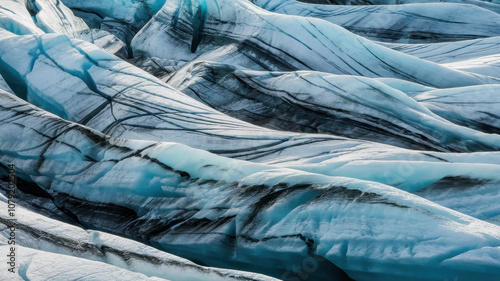 Wallpaper Mural Close-up of a stunning glacier, showcasing the intricate blue and black patterns created by ice and geological formations. Torontodigital.ca
