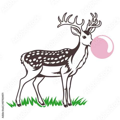 Deer Blowing Bubble