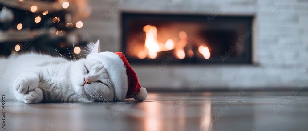 cat with santa claus hat, pets cat with santa claus hat, pets