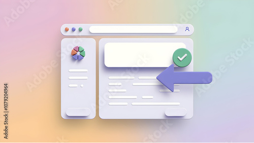 seo relevant. A modern web interface displaying a search bar and checklist icon, representing online data submission and validation.