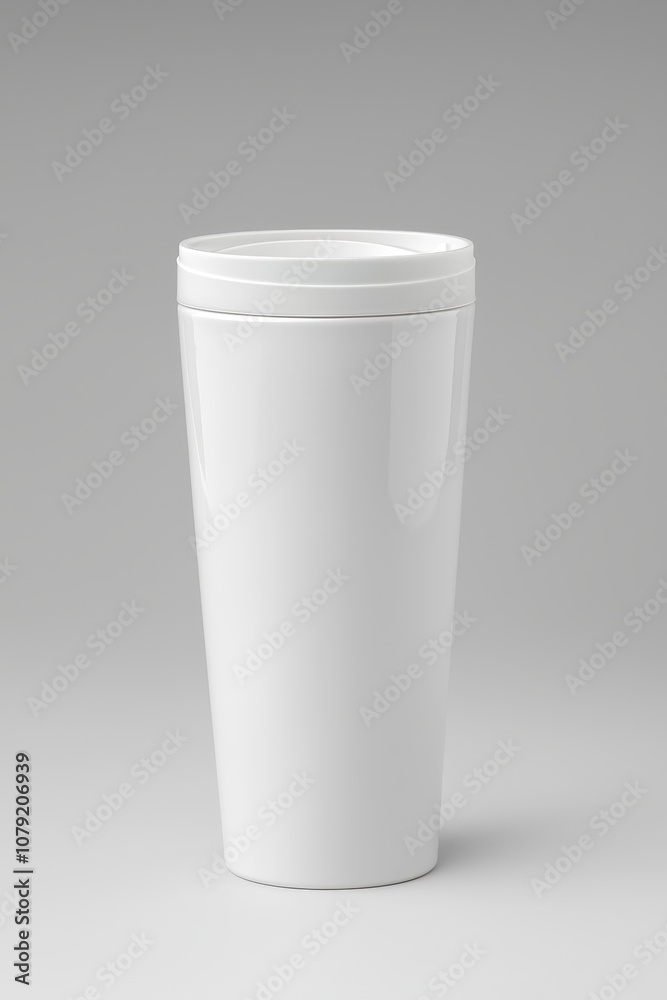 Schlanker weißer Reisebecher mit Deckel minimalistisches Design Kaffeebecher to go isolierter Trinkbecher für unterwegs modernes elegantes Trinkgefäß für Kaffee Tee Büro und Alltag