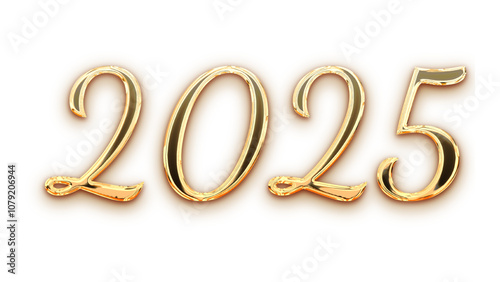 New year 2025 number with gold effect