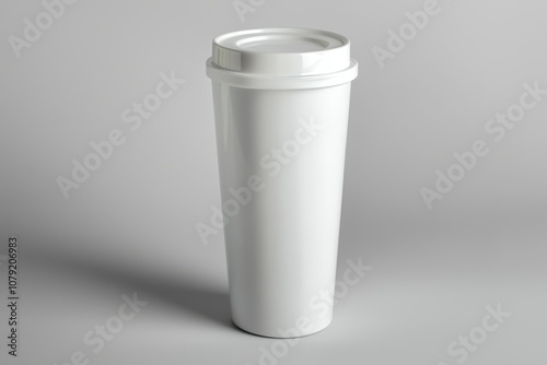 Schlanker weißer Reisebecher mit Deckel minimalistisches Design Kaffeebecher to go isolierter Trinkbecher für unterwegs modernes elegantes Trinkgefäß für Kaffee Tee Büro und Alltag