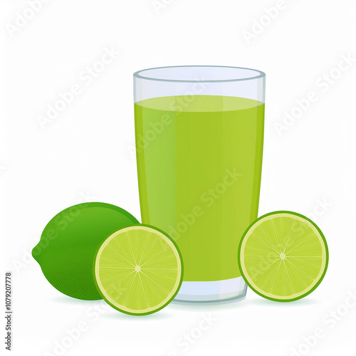 Glass of Lime Juice with Lime Slices