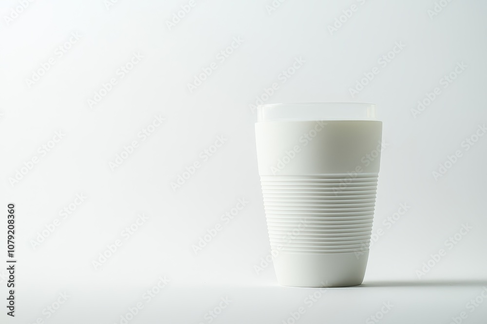 Schlanker weißer Reisebecher mit Deckel minimalistisches Design Kaffeebecher to go isolierter Trinkbecher für unterwegs modernes elegantes Trinkgefäß für Kaffee Tee Büro und Alltag