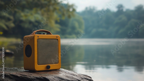 Portable speaker for listening music anytime, anywhere. photo