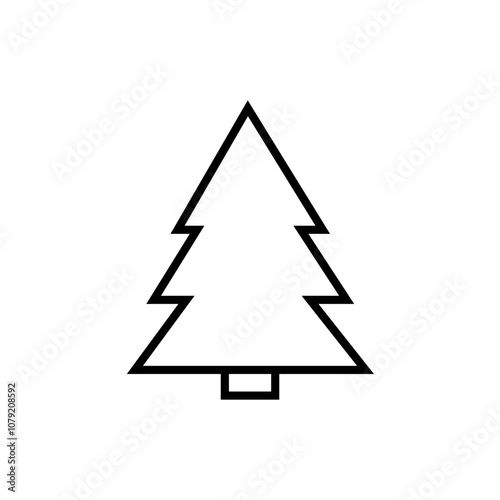 Christmas tree icon, Xmas symbol, flat design template, vector illustration