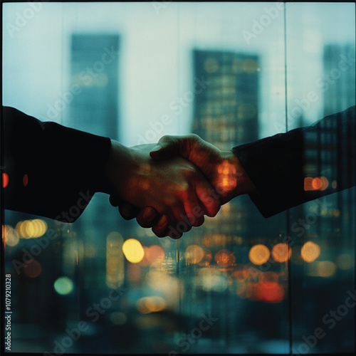 business handshake on the background of the business