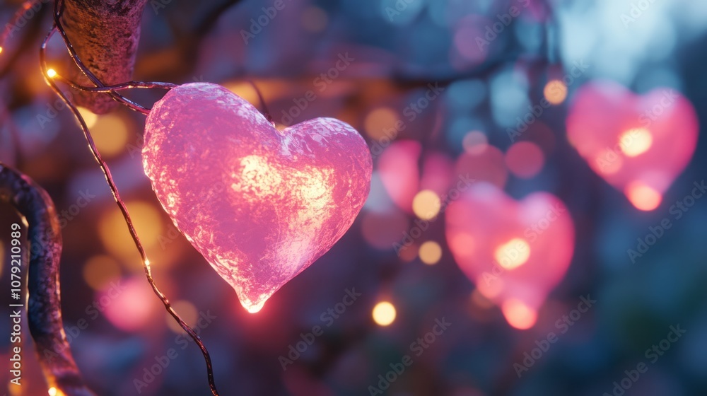 Obraz premium Glowing Pink Hearts 