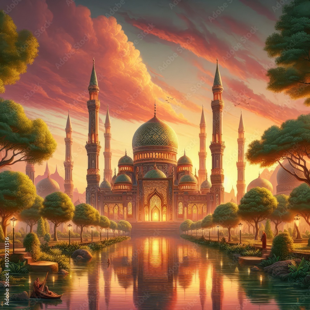 Naklejka premium mosque wallpaper,Islamic mosque 