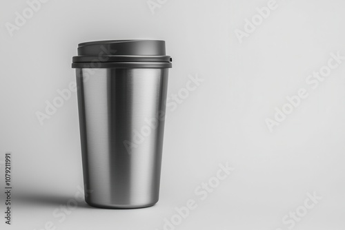 Moderner Edelstahl Thermobecher Reisebecher isolierter Kaffeebecher doppelwandig mit Deckel langlebiger Edelstahl Becher für unterwegs stilvoller Kaffeebecher to go robustes Design photo