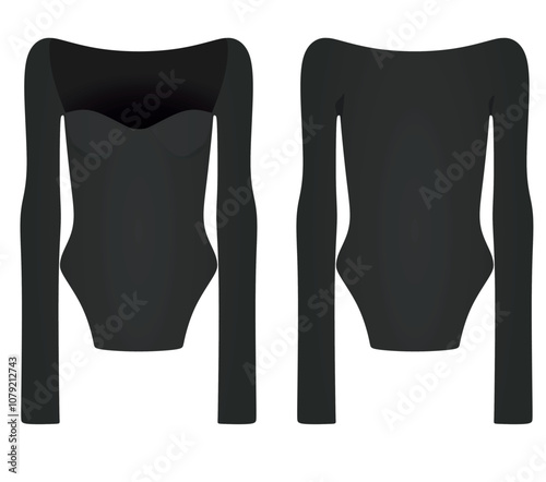 Black  bodysuit shirt. vector illustration