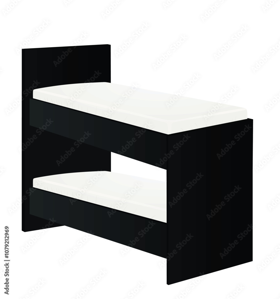 Double wooden bed. vector illustration