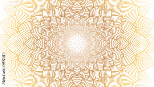 Round mandala on dreamy peach fuzz gradient background. Translucent mesh pattern in the form of a mandala. Mandala with floral patterns.Gradient background with round mandala.Vishal 