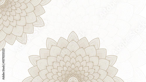 Round mandala on dreamy peach fuzz gradient background. Translucent mesh pattern in the form of a mandala. Mandala with floral patterns.Gradient background with round mandala.Vishal 