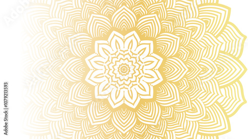 Round mandala on dreamy peach fuzz gradient background. Translucent mesh pattern in the form of a mandala. Mandala with floral patterns.Gradient background with round mandala.Vishal 