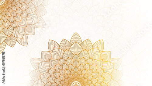 Round mandala on dreamy peach fuzz gradient background. Translucent mesh pattern in the form of a mandala. Mandala with floral patterns.Gradient background with round mandala.Vishal 