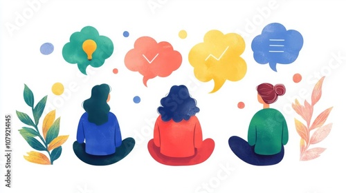 Three individuals share vivid ideas and thoughts.