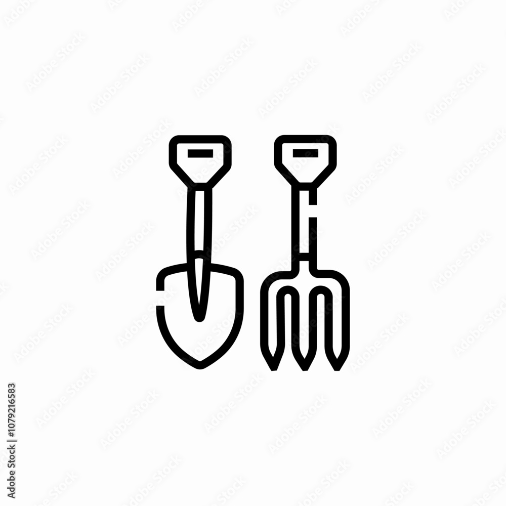 garden fork shovel icon sign vector garden fork shovel icon sign vector