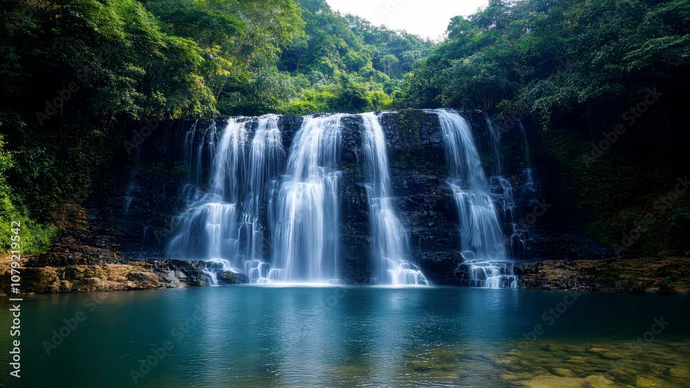 Beautiful Waterfall in Tropical Jungle Beautiful Waterfall in Tropical Jungle