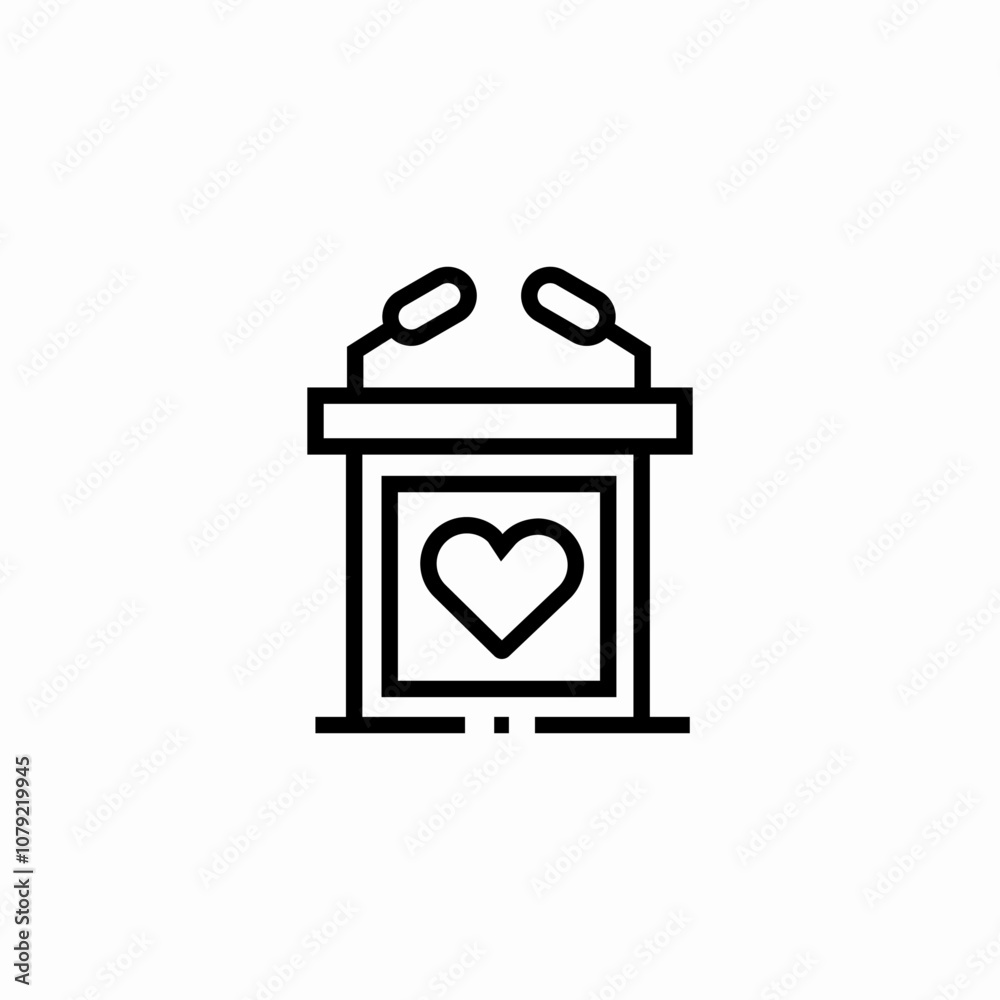 podium speech love heart icon sign vector podium speech love heart icon sign vector