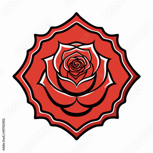 Rose flower logo frame, silhouette, white background