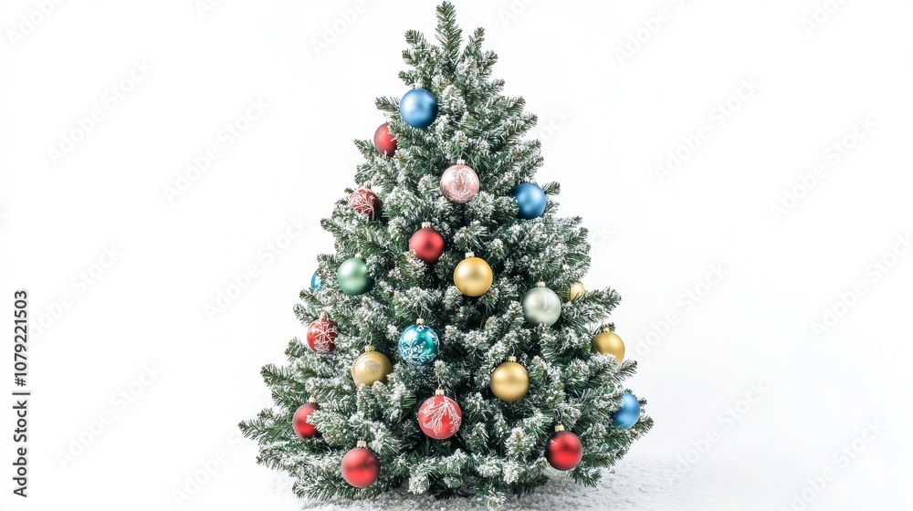 A Christmas tree adorned with a variety of colorful ornaments, including shiny baubles, candy canes, and festive ribbons. A Christmas tree adorned with a variety of colorful ornaments, including shiny baubles, candy canes, and festive ribbons.