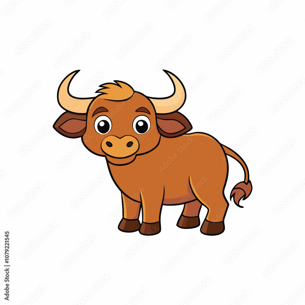 Out line vector cute African Buffalo for kid on white background Out line vector cute African Buffalo for kid on white background
