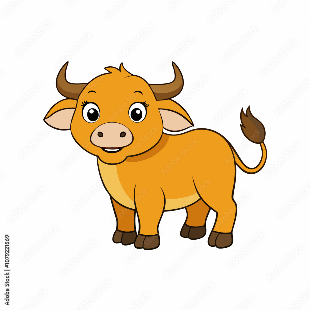 Out line vector cute African Buffalo for kid on white background Out line vector cute African Buffalo for kid on white background