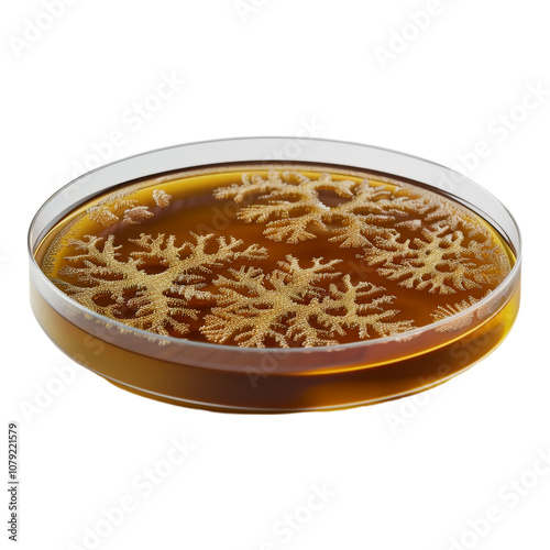 Close-up of a petri dish with cultured bacteria