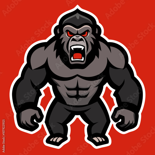 aggressive gorilla mascot full body sticker design