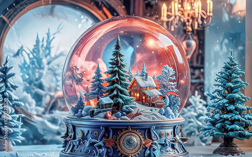 Festive beautiful Christmas and New Year composition, magic New Year's ball