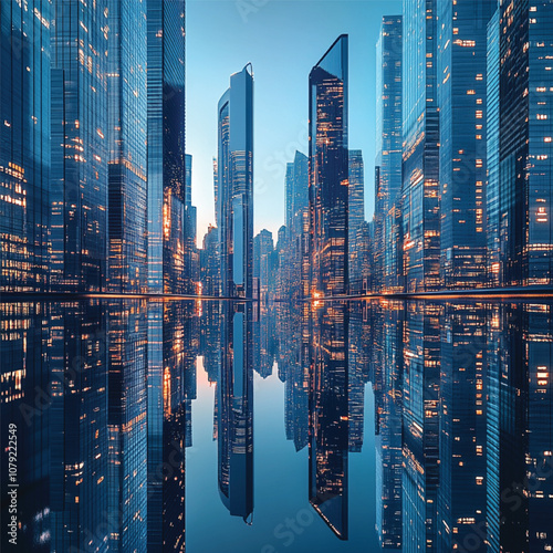 blue sky and skyscrapers background