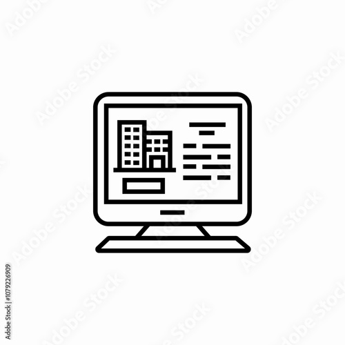 computer apartment search icon sign vector