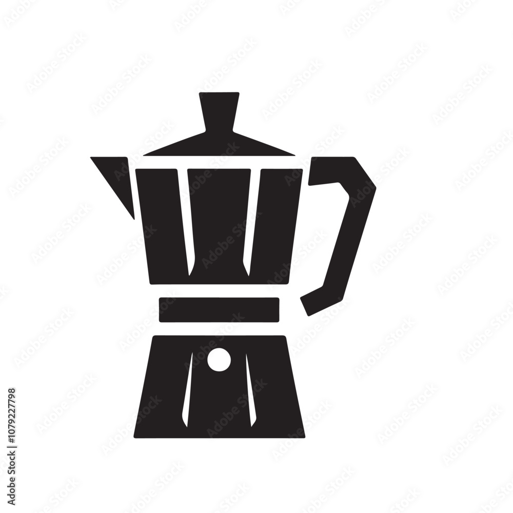 Simple black silhouette of a moka pot, vector icon Simple black silhouette of a moka pot, vector icon
