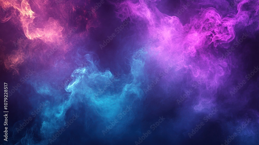 Abstract background with colorful smoke in pink, blue, and purple on a dark background. Abstract background with colorful smoke in pink, blue, and purple on a dark background.