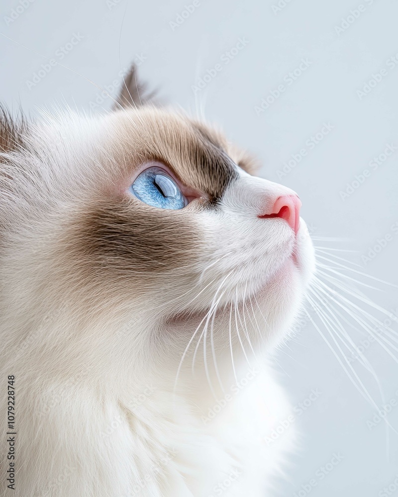 Portrait of a Ragdoll Cat with Striking Blue Eyes and Soft Fluffy Coat, Perfect for Cat Lovers and Feline Enthusiasts
Portrait of a Ragdoll Cat with Striking Blue Eyes and Soft Fluffy Coat, Perfect for Cat Lovers and Feline Enthusiasts