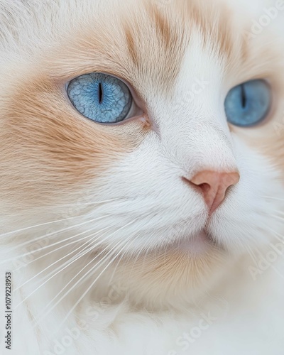 Portrait of a Ragdoll Cat with Striking Blue Eyes and Soft Fluffy Coat, Perfect for Cat Lovers and Feline Enthusiasts